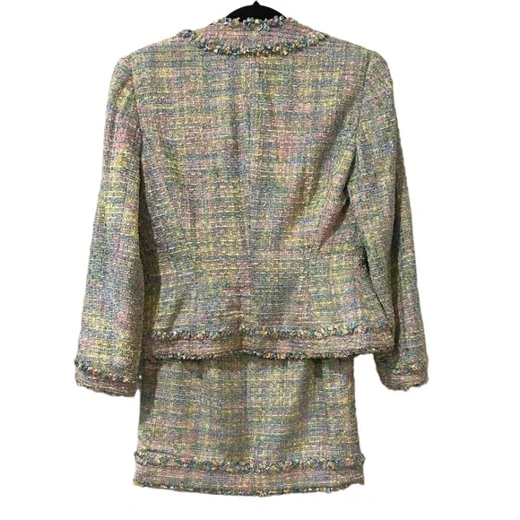 Escada Vintage Tweed Pastel Blazer and Skirt 2 Piece Suit Set - Picture 7 of 16